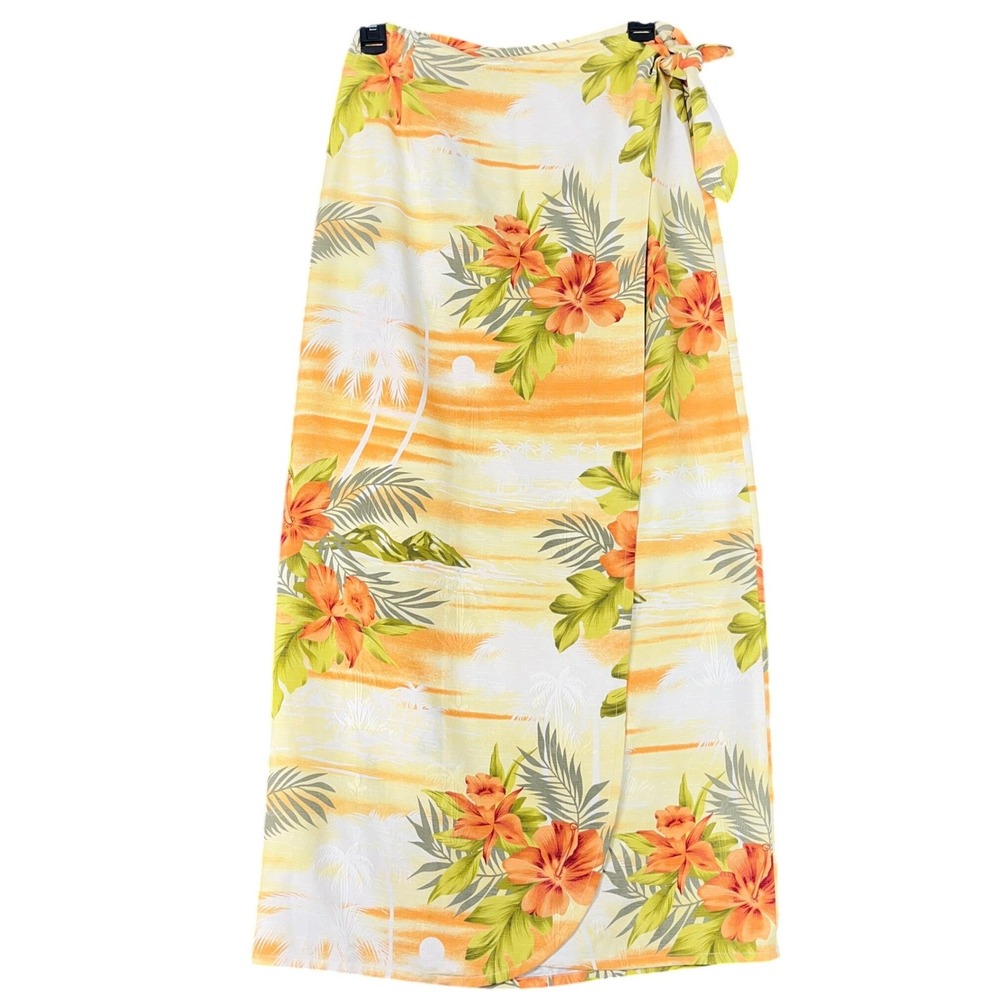 Tommy Bahama Silk Wrap Skirt Tropical Floral Sunset Print Resort Wear Womens XS